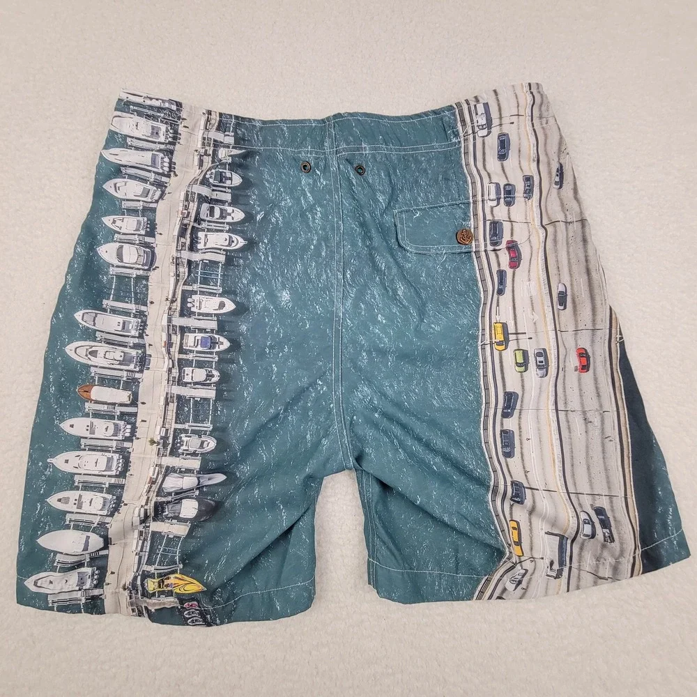RetroMarine Lined Swimming Trunks Mens XL Blue Intercostal‎ Swim Shorts